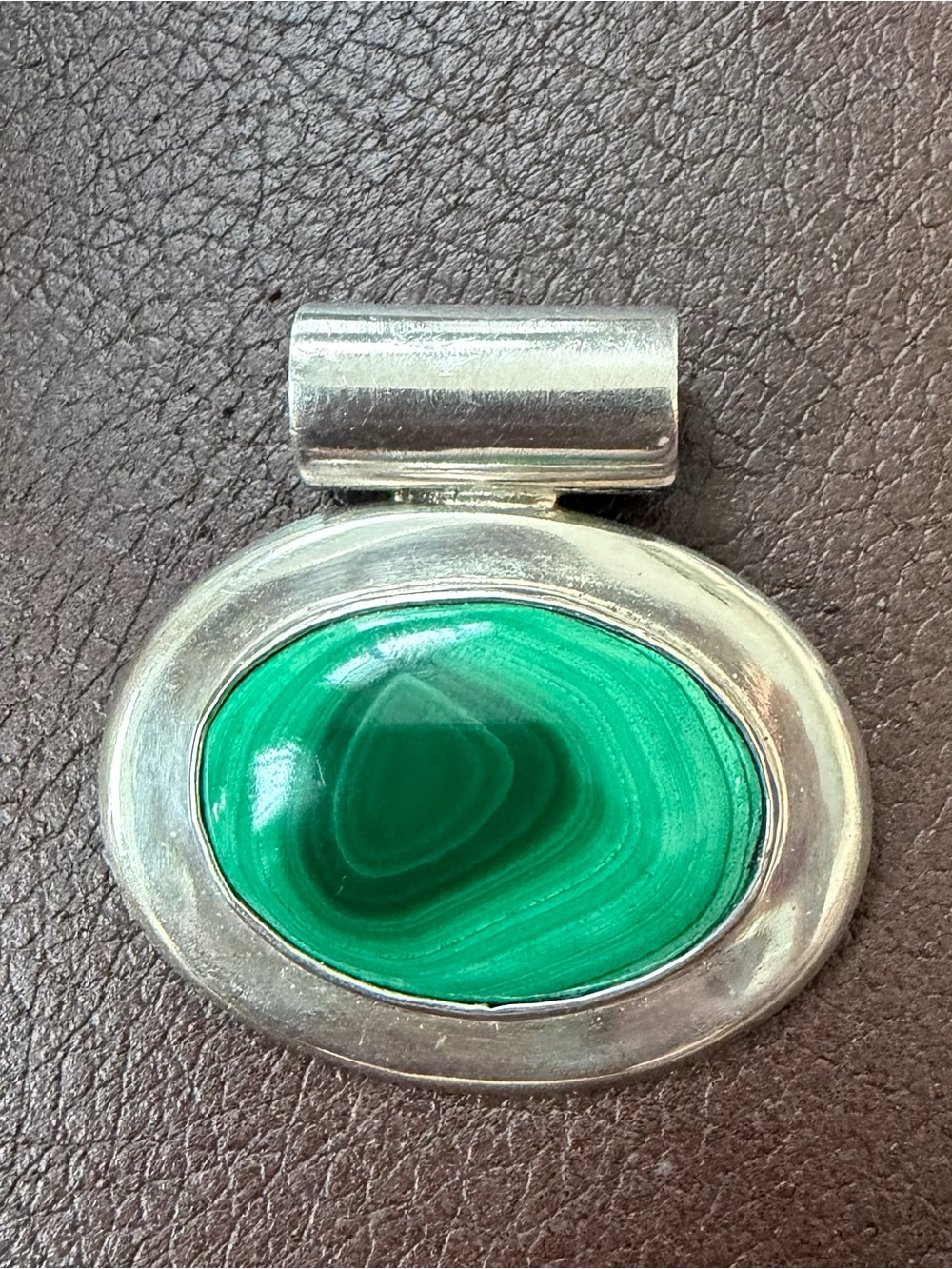 Sterling Silver Pendant with Green Malachite Center